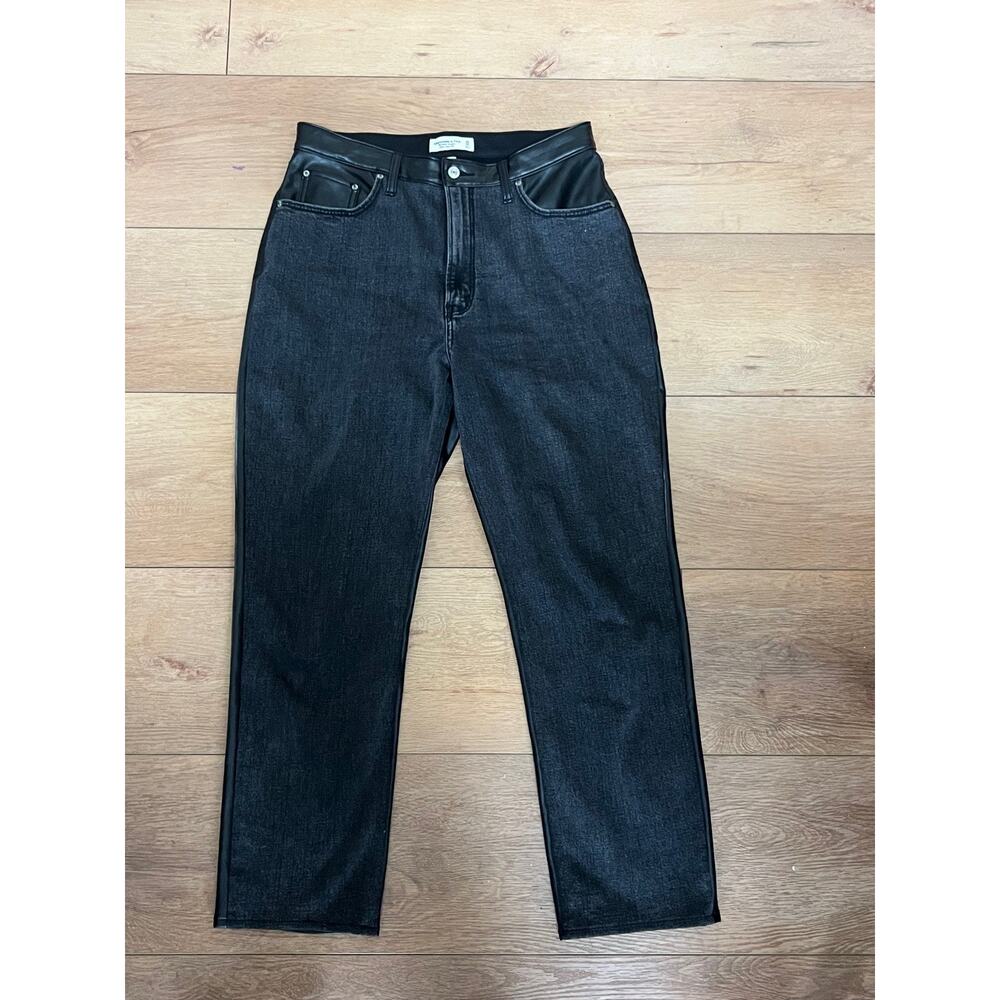 Abercrombie & Finch Half Leather black jeans size 14